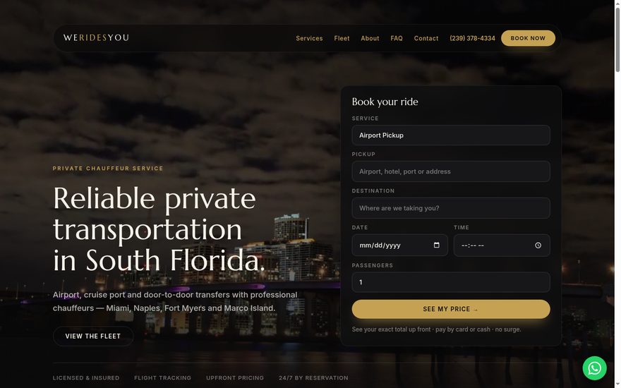 WeRidesYou — transporte privado de lujo en Florida