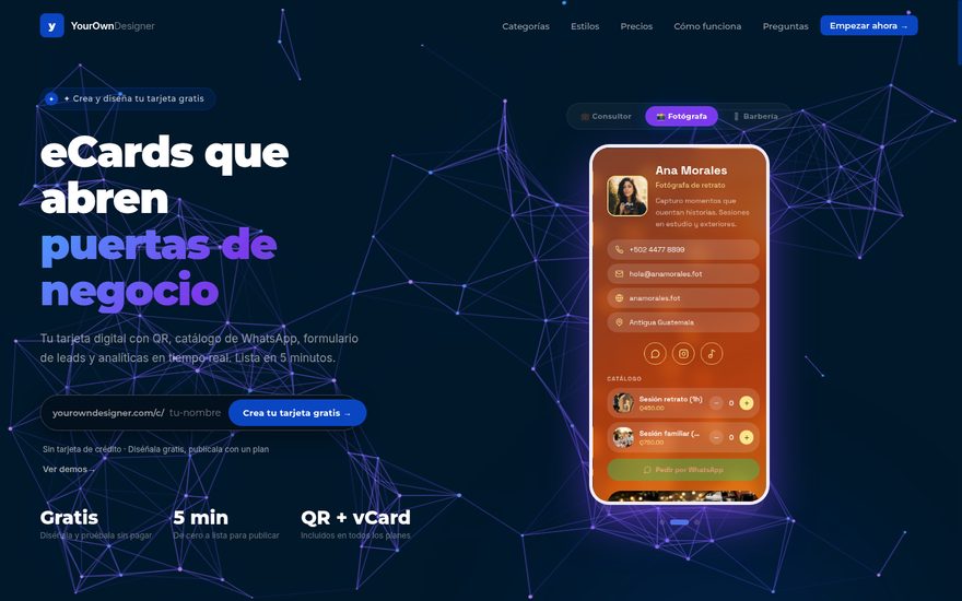 YourOwnDesigner — tarjetas de presentación digitales