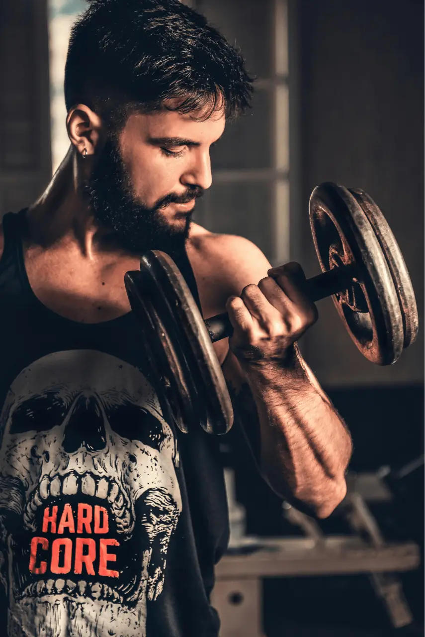 Member training with dumbbells
